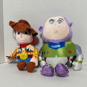 Colorful Woody Cowboy and Buzz Lightyear Plush Duo